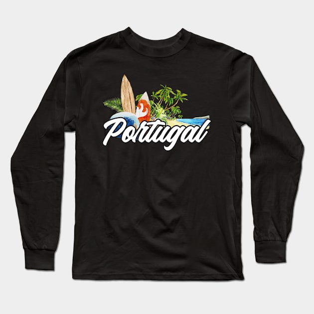 Portugal surf. Surfing trip Portugal . Perfect present for mother dad friend him or her Long Sleeve T-Shirt by SerenityByAlex